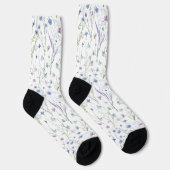 Blaues Lila Hübsches Wildblume Blumenmuster Socken (Rechts)