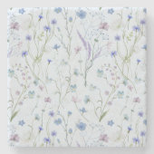 Blaues Lila Hübsches Wildblume Blumenmuster Steinuntersetzer (Vorderseite)