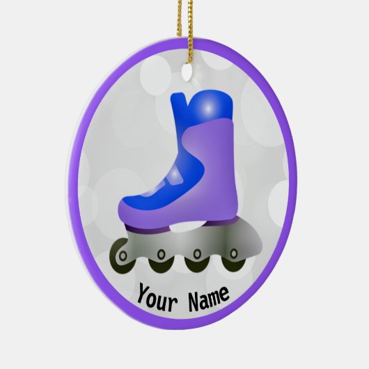 Blaues Lila Inline-Skate-Design Keramik Ornament (Rechts)
