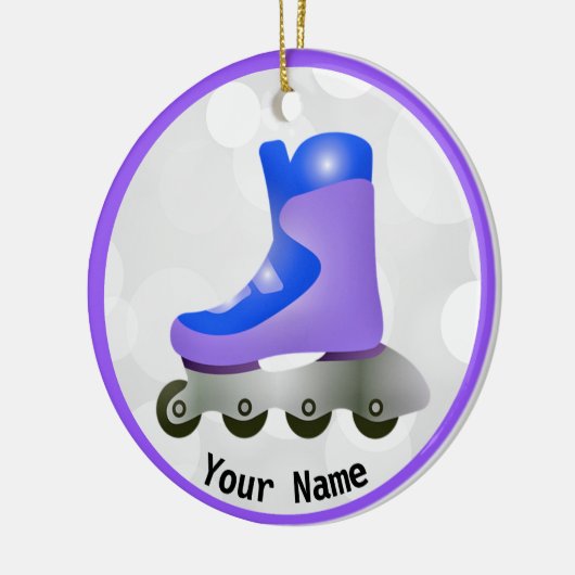 Blaues Lila Inline-Skate-Design Keramik Ornament (Links)