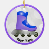 Blaues Lila Inline-Skate-Design Keramik Ornament (Hinten)