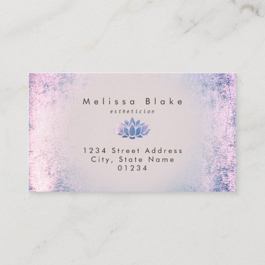 Blaues lila Lotus-Logo Visitenkarte (Rückseite)