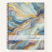 Blaues Lila Mauve Pink Gold Marmor Art Muster Notizblock (Vorderseite)