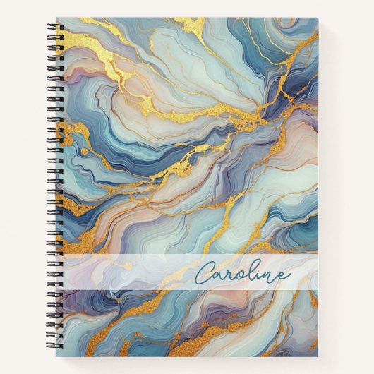 Blaues Lila Mauve Pink Gold Marmor Art Muster Notizblock (Vorderseite)