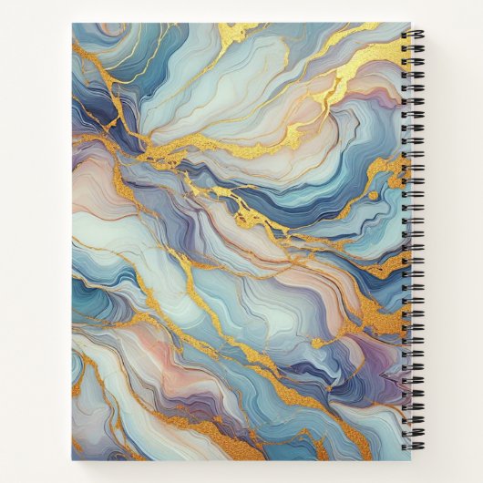 Blaues Lila Mauve Pink Gold Marmor Art Muster Notizblock (Rückseite)