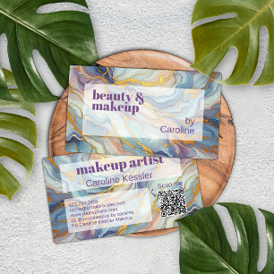 Blaues Lila Mauve Pink Gold Marmor Art Muster Visitenkarte