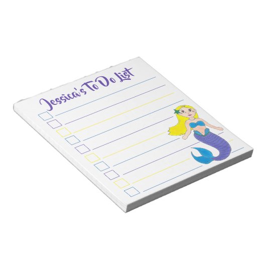 Blaues Lila Meerjungfrau Personalisiert zu führen Notizblock (angewinkelt)