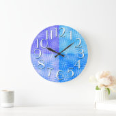 Blaues lila Muster-elegante Überformatzahlen Große Wanduhr (Zuhause)