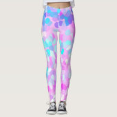 Blaues lila rosa grünes Pastellmosaik Abstrakt Leggings (Vorderseite)