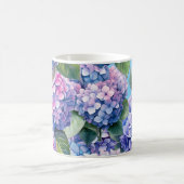 Blaues Lila rosa Hydrangea-Muster Kaffeetasse (Mittel)