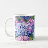 Blaues Lila rosa Hydrangea-Muster Kaffeetasse (Links)