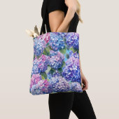 Blaues Lila rosa Hydrangea-Muster Tasche (Von Nahem)