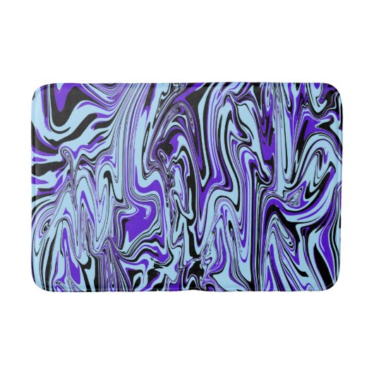 Blaues Lila Schwarzes Elegantes Mod-Muster Badematte (Vorderseite)