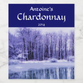 Blaues Lila Teich und Winterwald-Weinetikett Weinetikett (Einzelnes Label)
