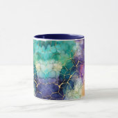 Blaues Lila Türkisfarben Pfirsichfarben Alkohol un Tasse (Zentrum)