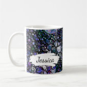 Blaues, lila u. schwarzes abstraktes, Brushstrokes Kaffeetasse (Links)