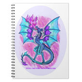 Blaues lila und rosa Drachenfliegen, Feuer atmen Notizblock (Vorderseite)