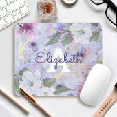 Blaues lila Vintages bläfarbiges Monogramm Mousepad
