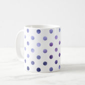 Blaues Lila Violett Metallische Imitat Foil Polka Kaffeetasse (Vorderseite Links)