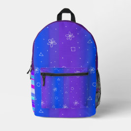 Blaues lila violettes Print Cut Sew Backpack Bedruckter Rucksack
