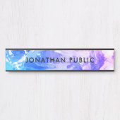 Blaues Lila weißes Marmor in modernem, Abstraktem  Türschild (Vorderseite )