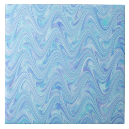 Blaues lila welliges abstraktes Muster Fliese (Vorderseite)
