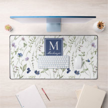 Blaues Lila Wildblumen-Monogramm-Name