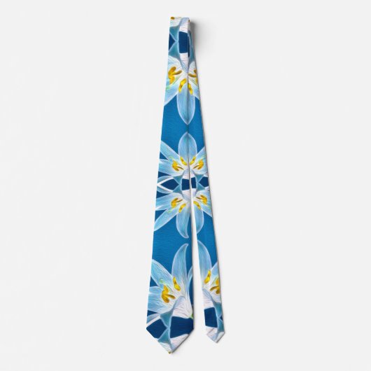 Blaues Lilienmuster Krawatte (Vorderseite)