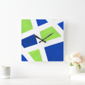 'Blaues Limones weißes Geometric Quadratische Wanduhr (Zuhause)