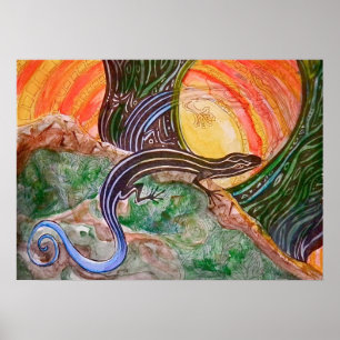 Blaues Linde-Skink-Poster Poster