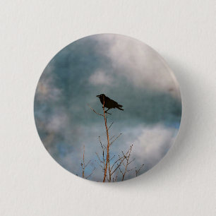 Blaues Linienmuster Button
