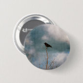 Blaues Linienmuster Button (Vorne & Hinten)
