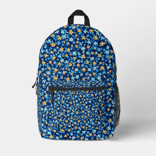 Blaues Little-Blume-Muster Bedruckter Rucksack (Vorderseite)