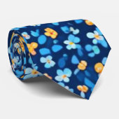 Blaues Little-Blume-Muster Krawatte (Gerollt)