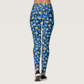 Blaues Little-Blume-Muster Leggings (Rückseite)