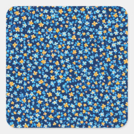 Blaues Little-Blume-Muster Quadratischer Aufkleber