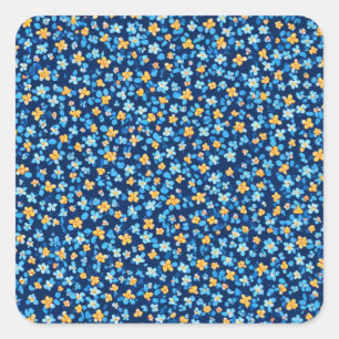 Blaues Little-Blume-Muster Quadratischer Aufkleber
