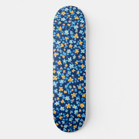 Blaues Little-Blume-Muster Skateboard (Vorderseite)