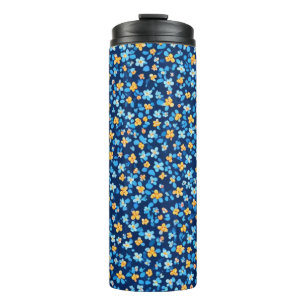 Blaues Little-Blume-Muster Thermosbecher