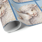 Blaues Little-Lamm-Wrapping-Papier Geschenkpapier (Rolleneckpunkt)