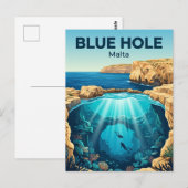 Blaues Loch, Gozo Malta Postkarte (Vorne/Hinten)