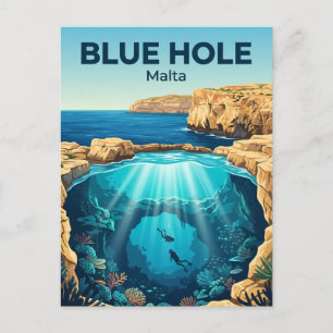 Blaues Loch, Gozo Malta Postkarte