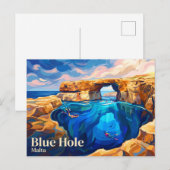 Blaues Loch Malta Postkarte (Vorne/Hinten)