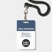 Blaues Logo-Barcode-Benutzerdefiniertes Abzeichen Ausweis (Vorderseite mit Lanyard)