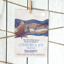 Blaues Logo, braun, Aqua Rustic Holiday Cards