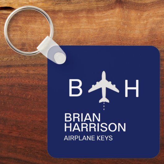 Blaues Logo für das moderne Flugzeug Schlüsselanhänger (Vorderseite)