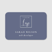 Blaues Logo für Werbeaktionen für Navy-Tinten Namensschild (Vorderseite)