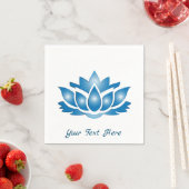 Blaues Lotus-Design mit Personalisiertem Text Serviette (Beispiel)