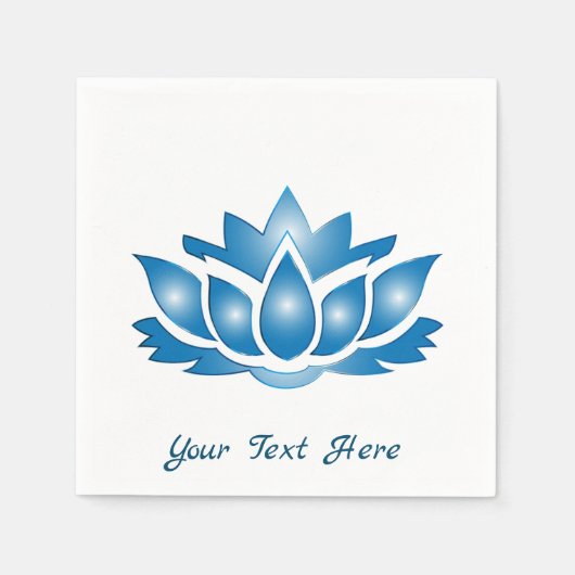 Blaues Lotus-Design mit Personalisiertem Text Serviette (Vorderseite)