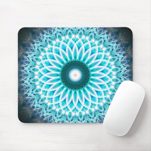 Blaues Lotus-NeonMandala Mousepad (Mit Mouse)